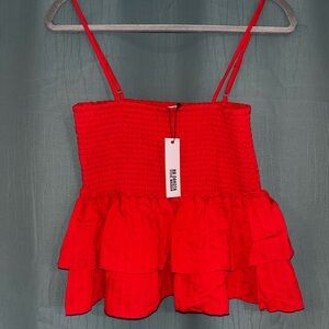 BB Dakota Red Smocked Tiered Camisole